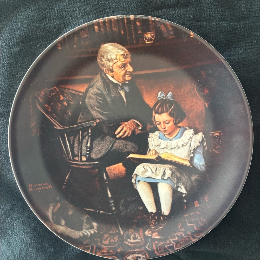 Decorative Plate with Vintage Illustration The Young Scholar by Norman Rockwell